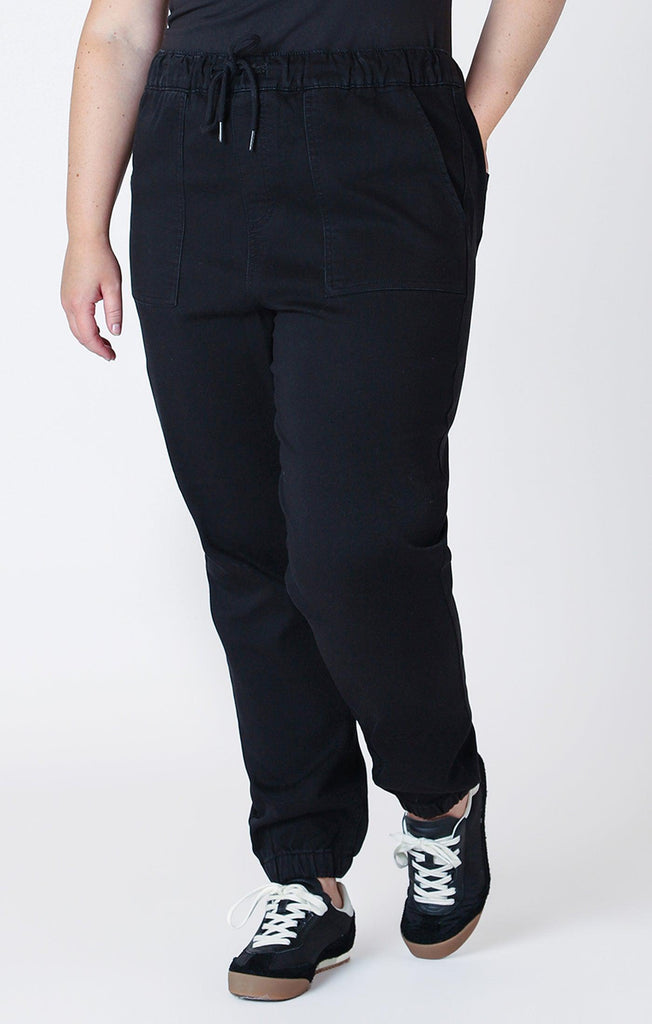 Dex Plus Knit Denim Jogger In Black-The Trendy Walrus