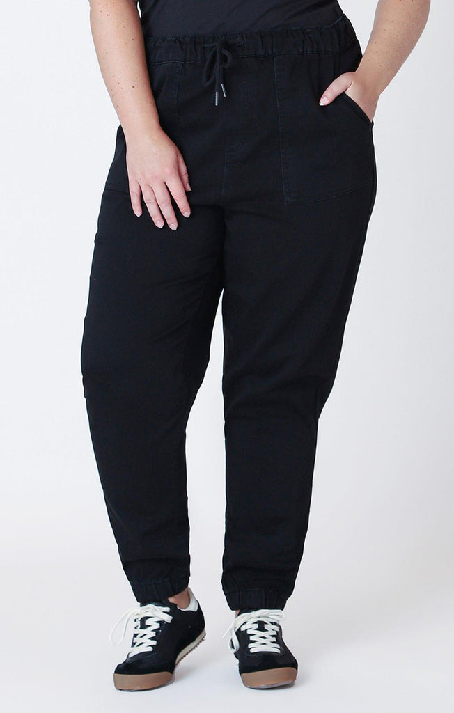 Dex Plus Knit Denim Jogger In Black-The Trendy Walrus