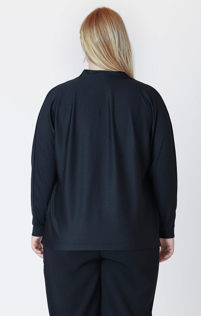 Dex Plus Longsleeve Mock Neck Ribbed Top In Black-The Trendy Walrus