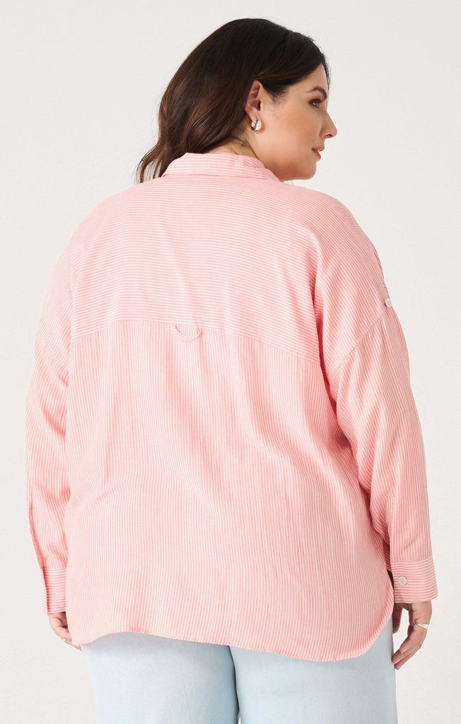 Dex Plus Oversized Shirt In Melon/ White Stripe-The Trendy Walrus