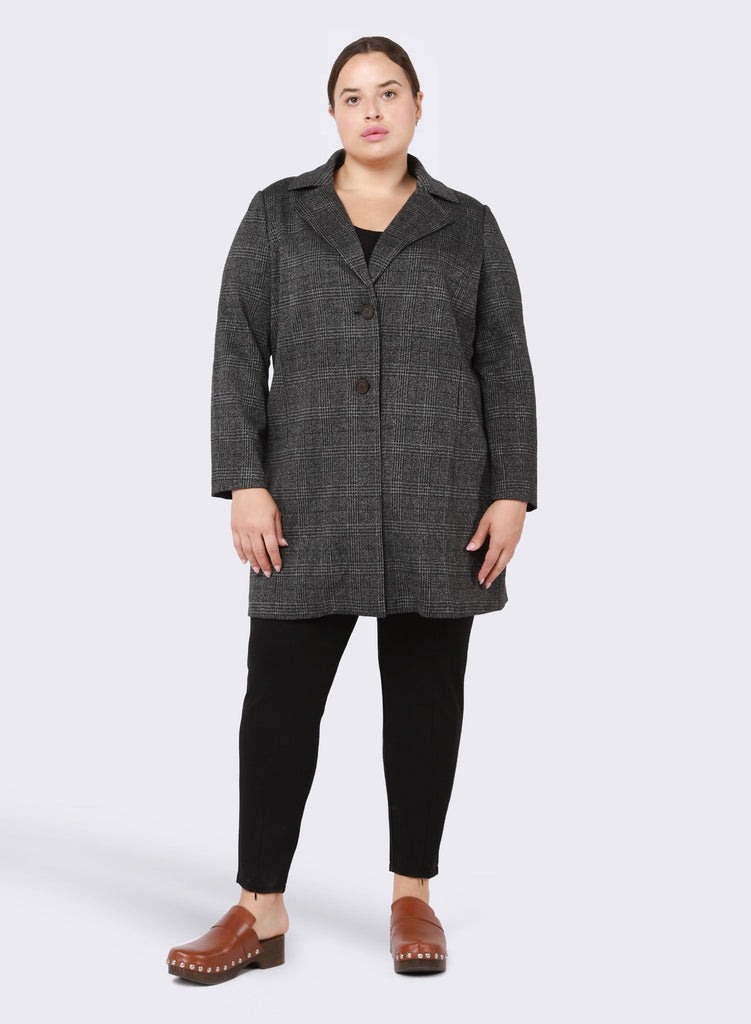 Dex Plus Oversized Tweed Blazer In Dark Plaid-The Trendy Walrus