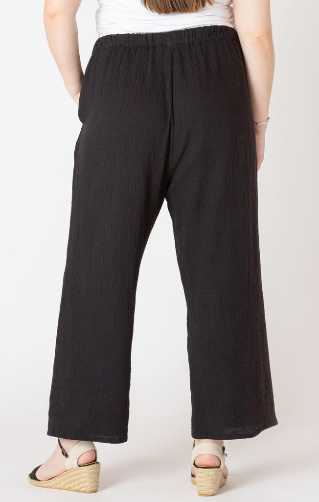 Dex Plus Pull On Textured Pants In Black-The Trendy Walrus