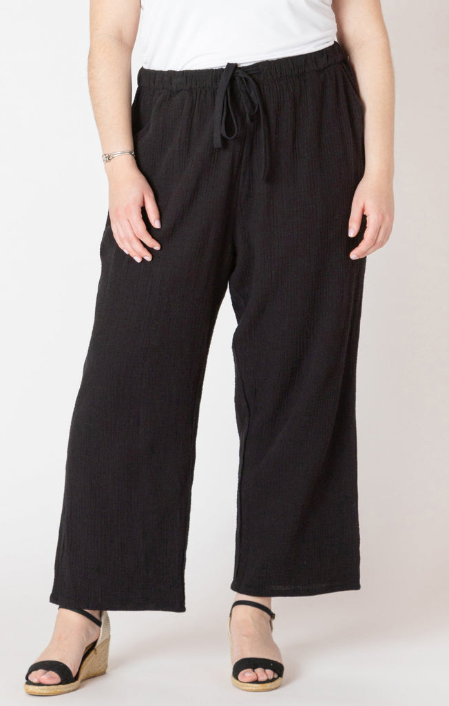 Dex Plus Pull On Textured Pants In Black-The Trendy Walrus