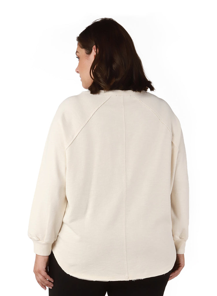 Dex Plus Raw Edge Rounded Hem Knit Top In Oatmeal-The Trendy Walrus