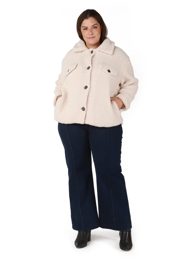Dex Plus Sherpa Jacket In Cream-The Trendy Walrus
