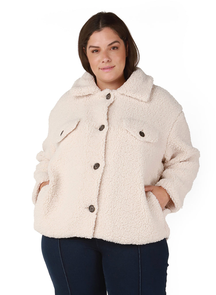 Dex Plus Sherpa Jacket In Cream-The Trendy Walrus