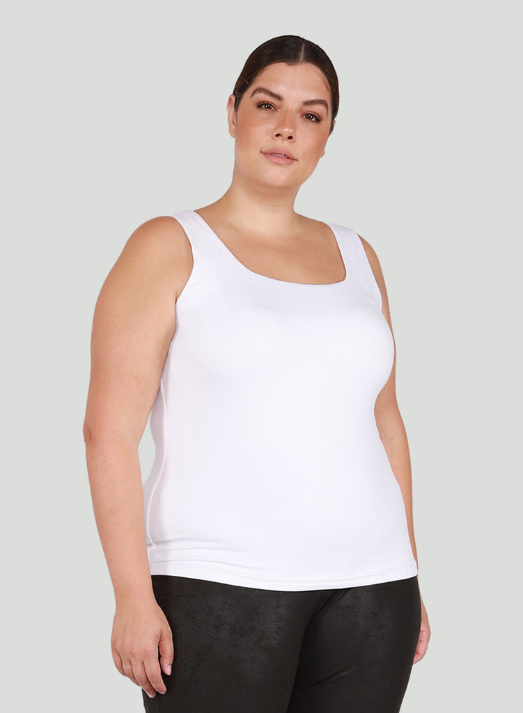 Dex Plus Square Neck Tank In White-The Trendy Walrus