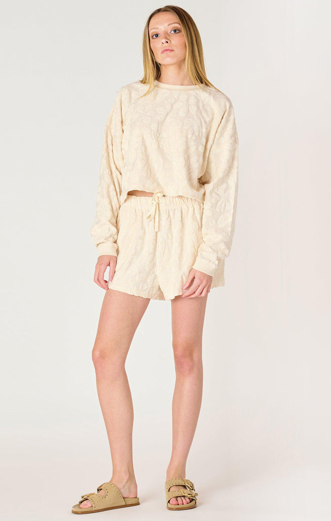 Dex Pull On Patterned Lounge Shorts In Cream Beige-The Trendy Walrus