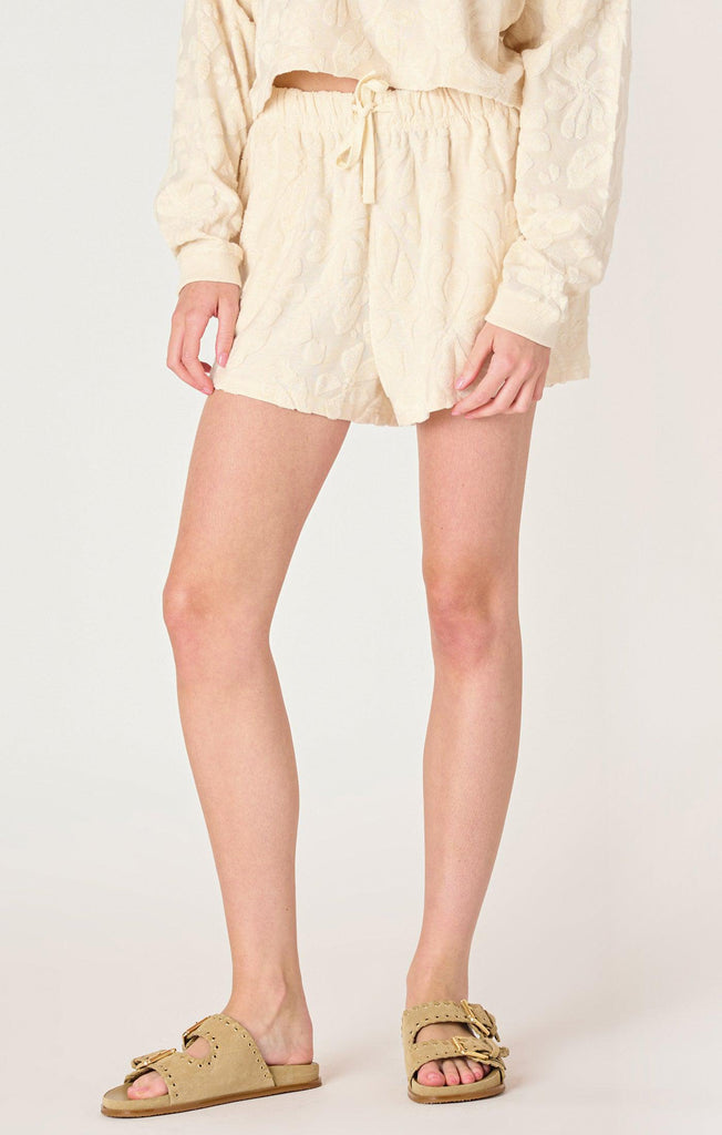 Dex Pull On Patterned Lounge Shorts In Cream Beige-The Trendy Walrus