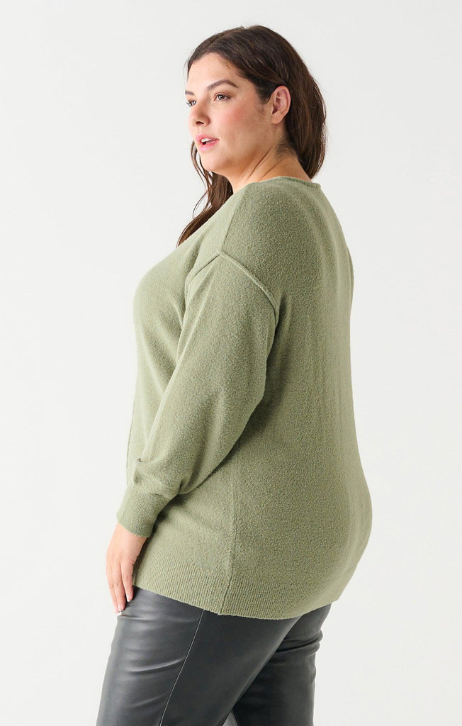 Dex Pus Ultra Soft V-Neck Sweater In Sage-The Trendy Walrus