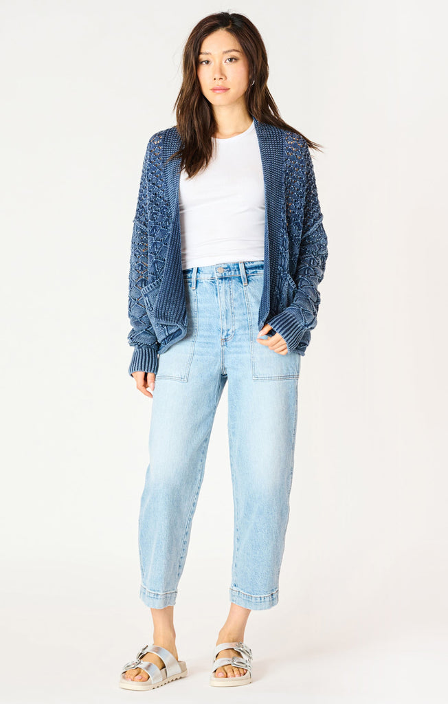 Dex Relaxed Fit Cardigan In Washed Indigo-The Trendy Walrus