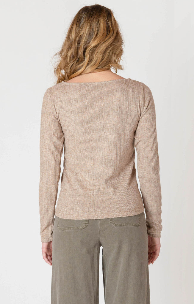 Dex Room 34 Boatneck Textured Top In Heather Taupe-The Trendy Walrus