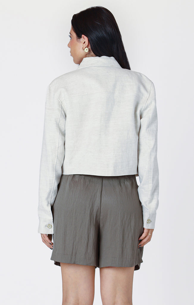 Dex Room 34 Cropped Utility Jacket In Natural-The Trendy Walrus