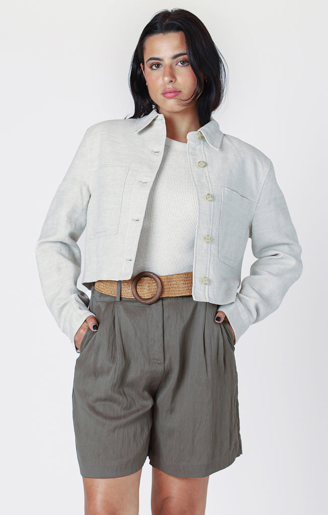 Dex Room 34 Cropped Utility Jacket In Natural-The Trendy Walrus