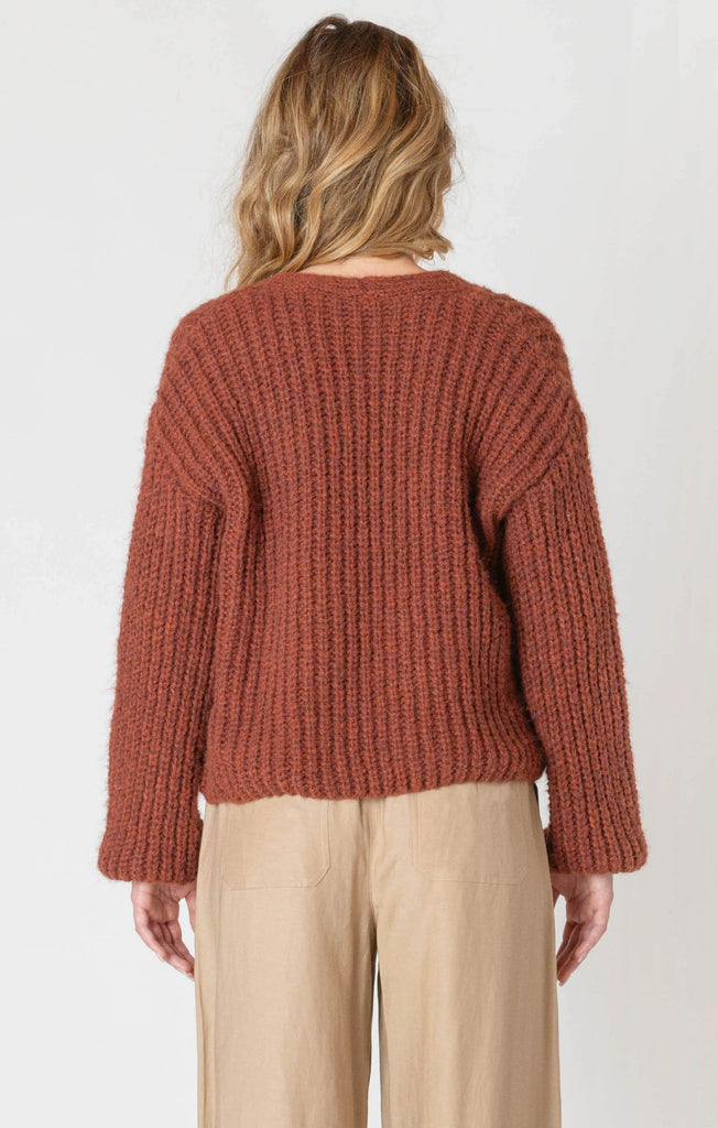 Dex Room 34 Single Button Cardigan In Cinnamon Melange-The Trendy Walrus