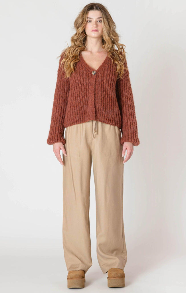 Dex Room 34 Single Button Cardigan In Cinnamon Melange-The Trendy Walrus