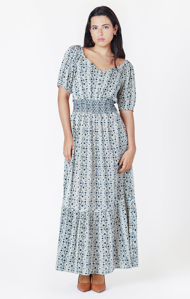 Dex Room 34 Smocked Waist Tired Maxi Dress-The Trendy Walrus