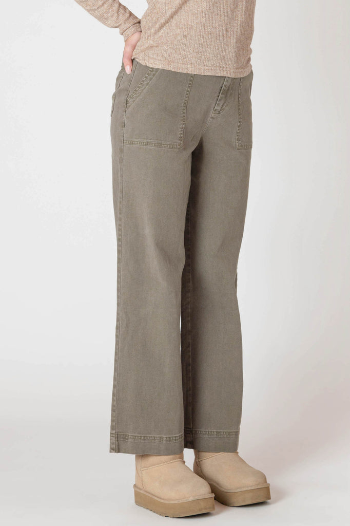 Dex Room 34 Straight Leg Pant In Army Green-The Trendy Walrus