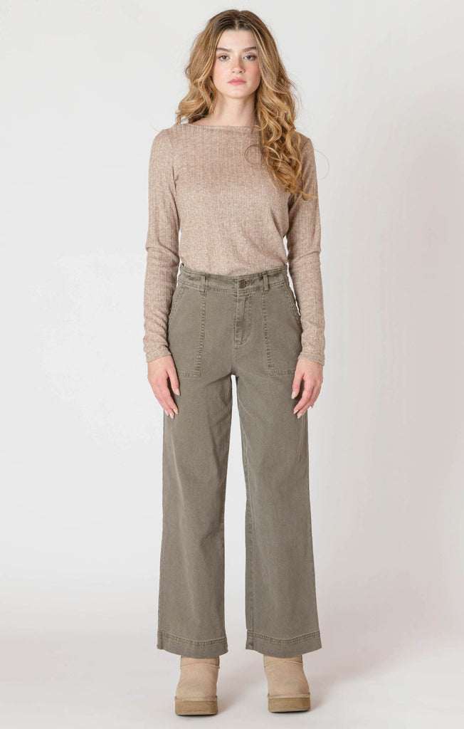 Dex Room 34 Straight Leg Pant In Army Green-The Trendy Walrus