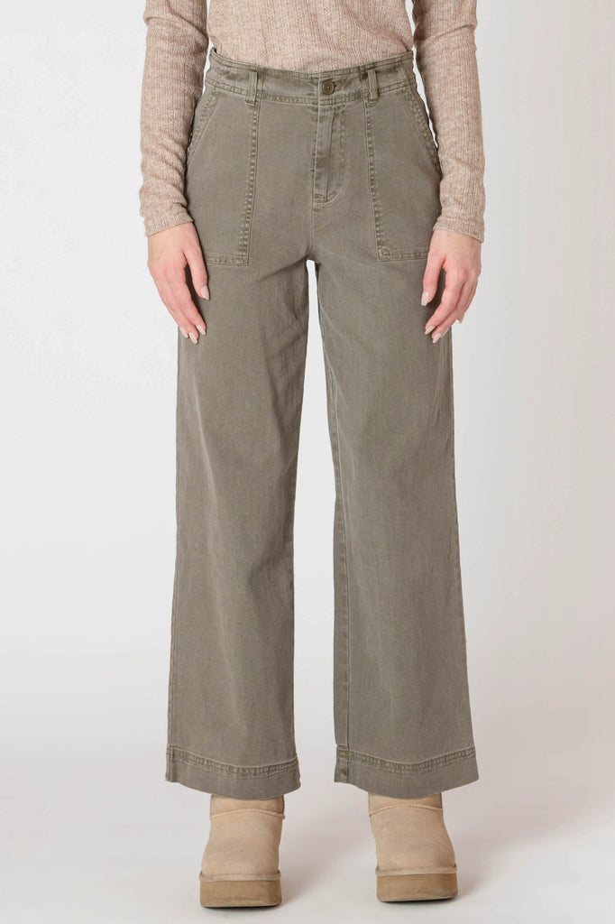 Dex Room 34 Straight Leg Pant In Army Green-The Trendy Walrus