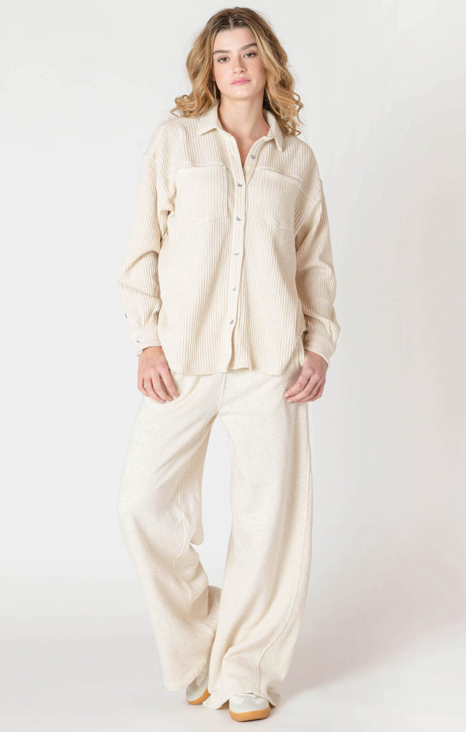 Dex Room 34 Thermal Knit Jacket In Cake Batter-The Trendy Walrus