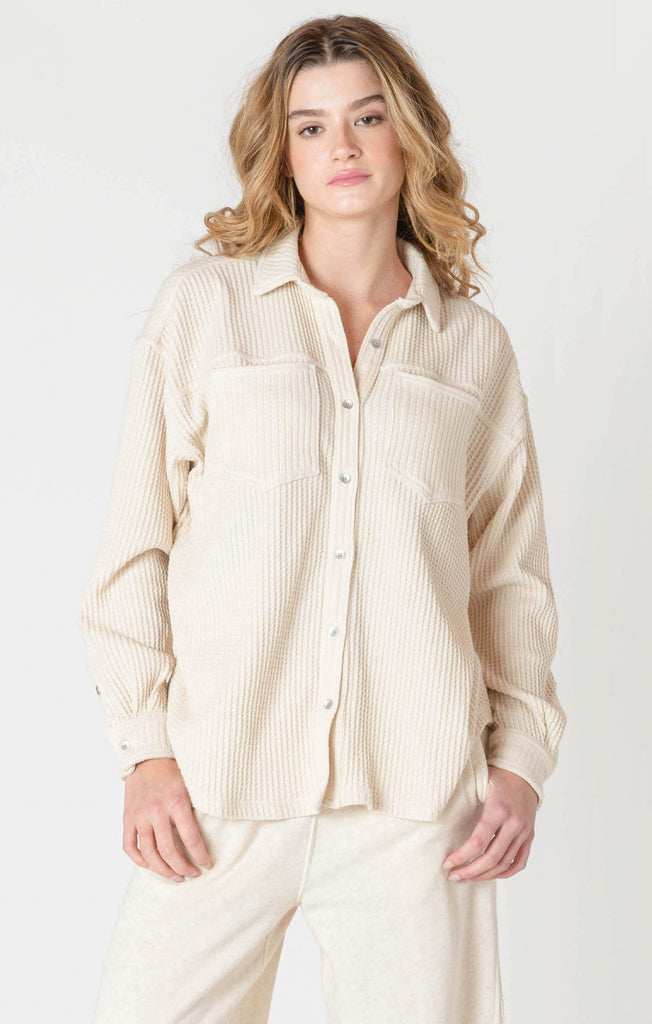 Dex Room 34 Thermal Knit Jacket In Cake Batter-The Trendy Walrus