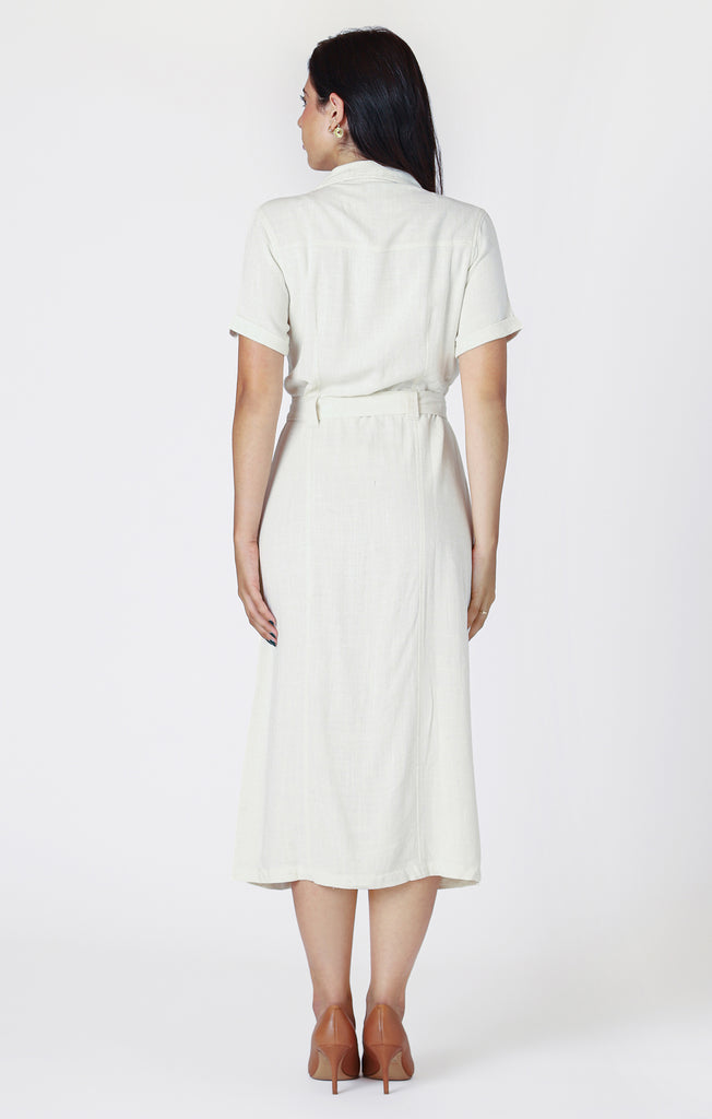 Dex Room 34 Utility Shirt Dress In Cream-The Trendy Walrus
