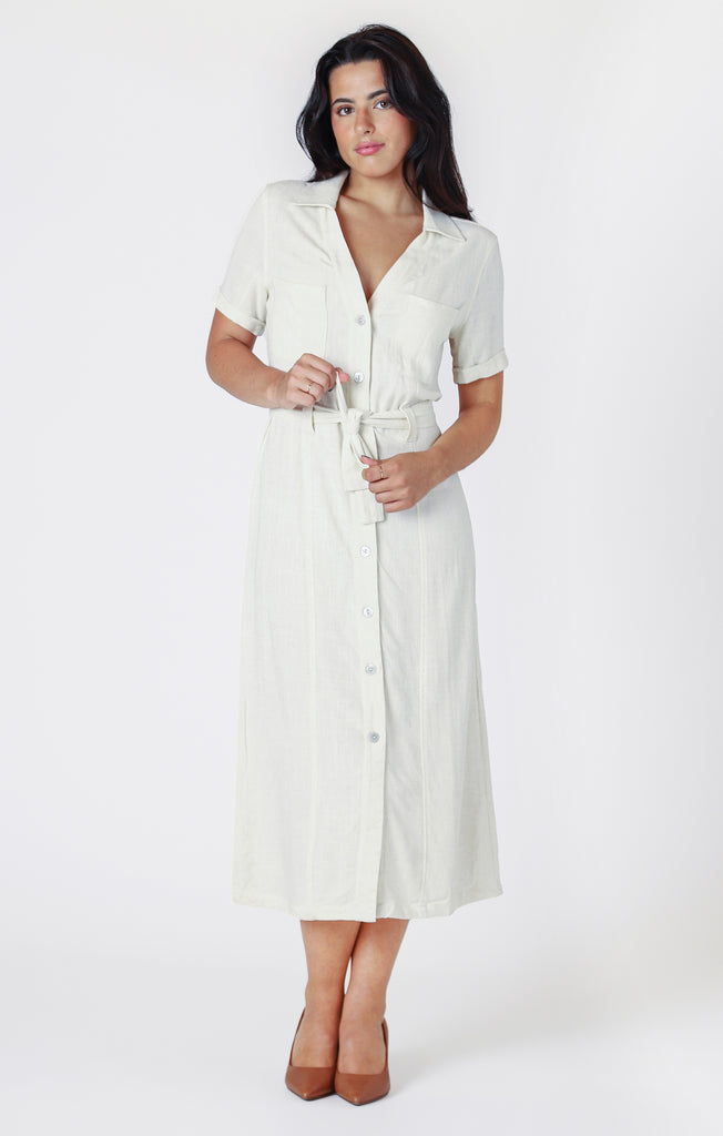 Dex Room 34 Utility Shirt Dress In Cream-The Trendy Walrus