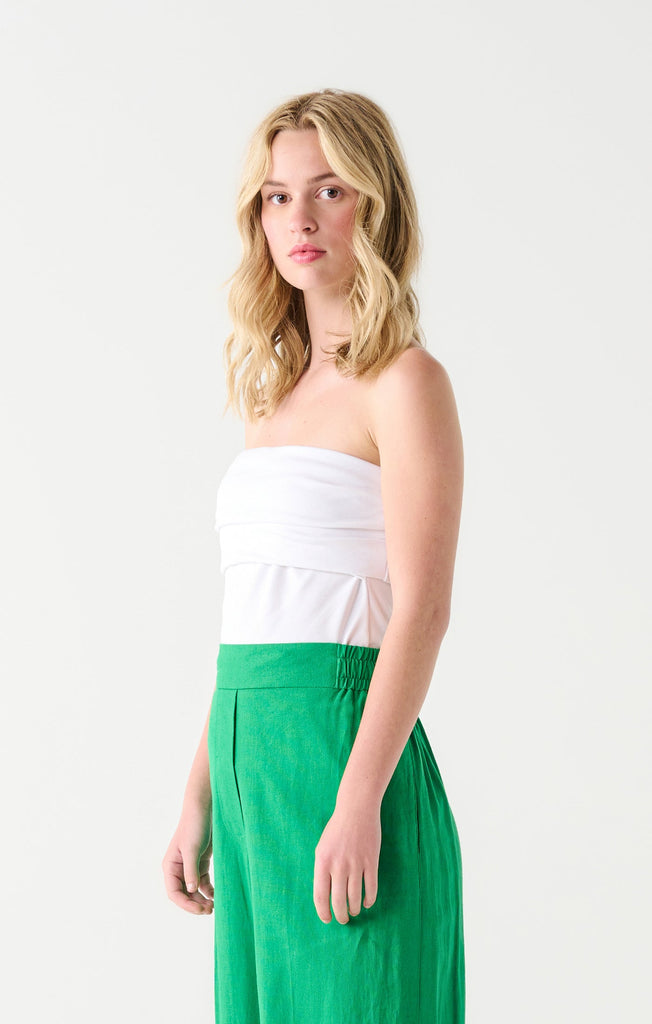 Dex Ruched Bandeau Top In White-The Trendy Walrus