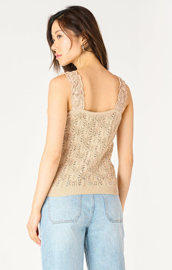 Dex Ruffled Trim Tank In Deep Taupe-The Trendy Walrus