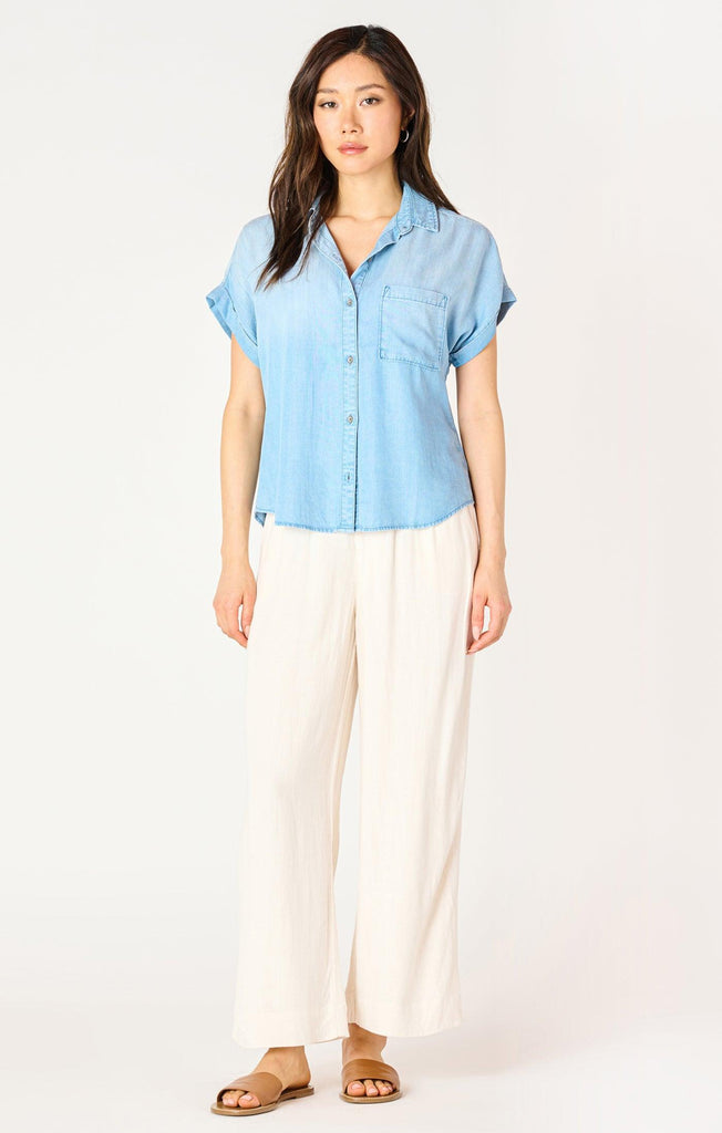 Dex SS Button Down Blouse In Blue-The Trendy Walrus