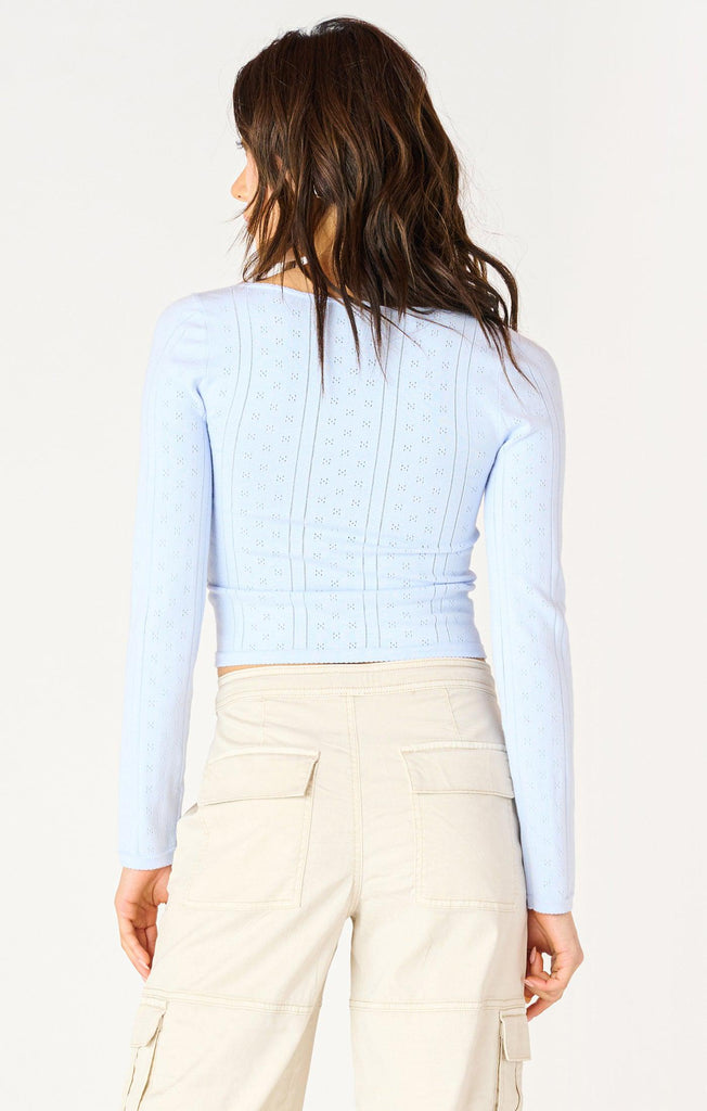 Dex Scoop neck Pointelle Sweater In Sky Blue-The Trendy Walrus