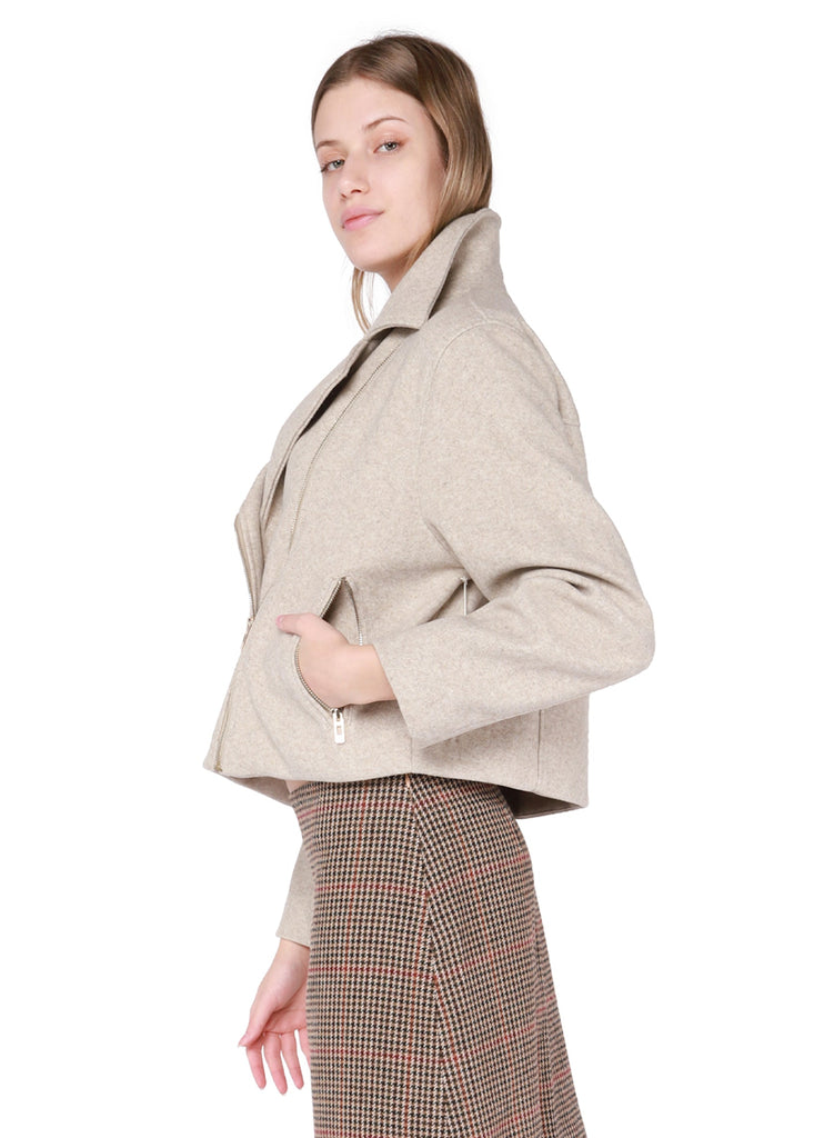 Dex Soft Moto Jacket In Stone-Melange-The Trendy Walrus