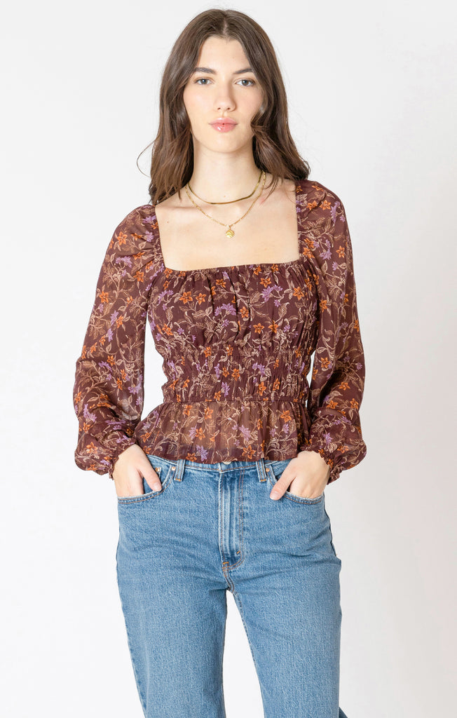Dex Square Neck Blouse In Wild Flower-The Trendy Walrus