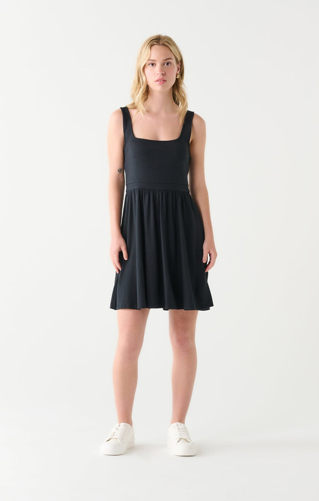 Dex Square Neck Mini Dress In Back-The Trendy Walrus