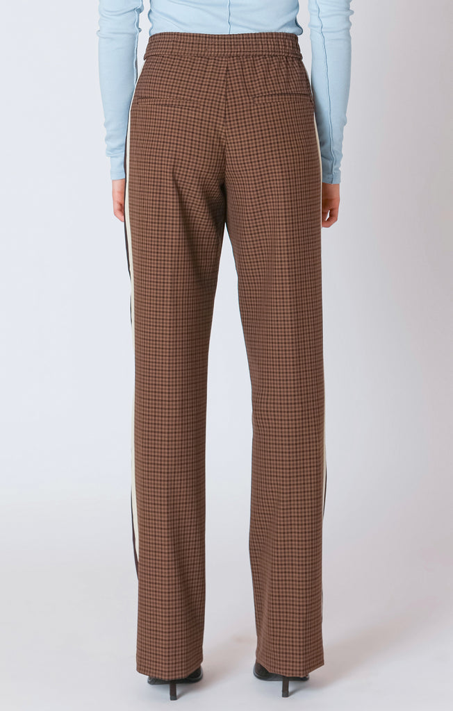 Dex Straight Leg Pant In Brown Check-The Trendy Walrus