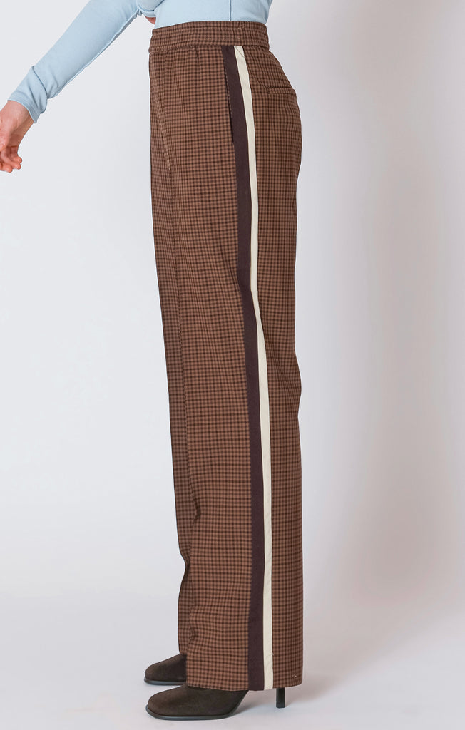 Dex Straight Leg Pant In Brown Check-The Trendy Walrus