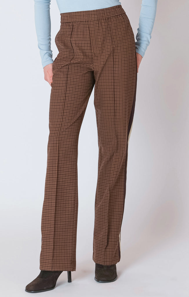 Dex Straight Leg Pant In Brown Check-The Trendy Walrus