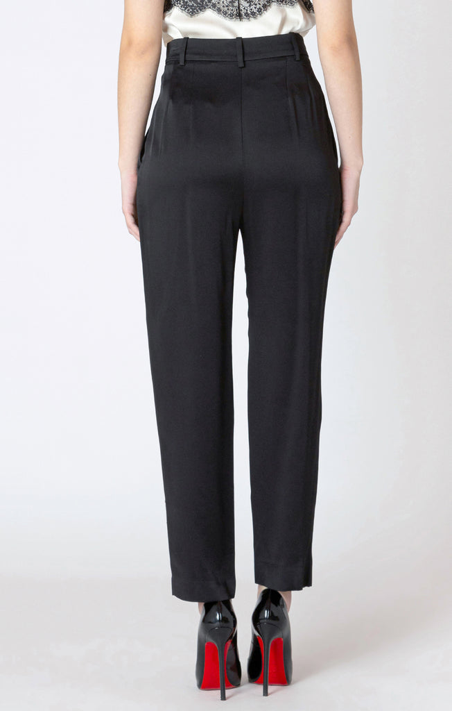 Dex Straight Leg Satin Pant In Black-The Trendy Walrus