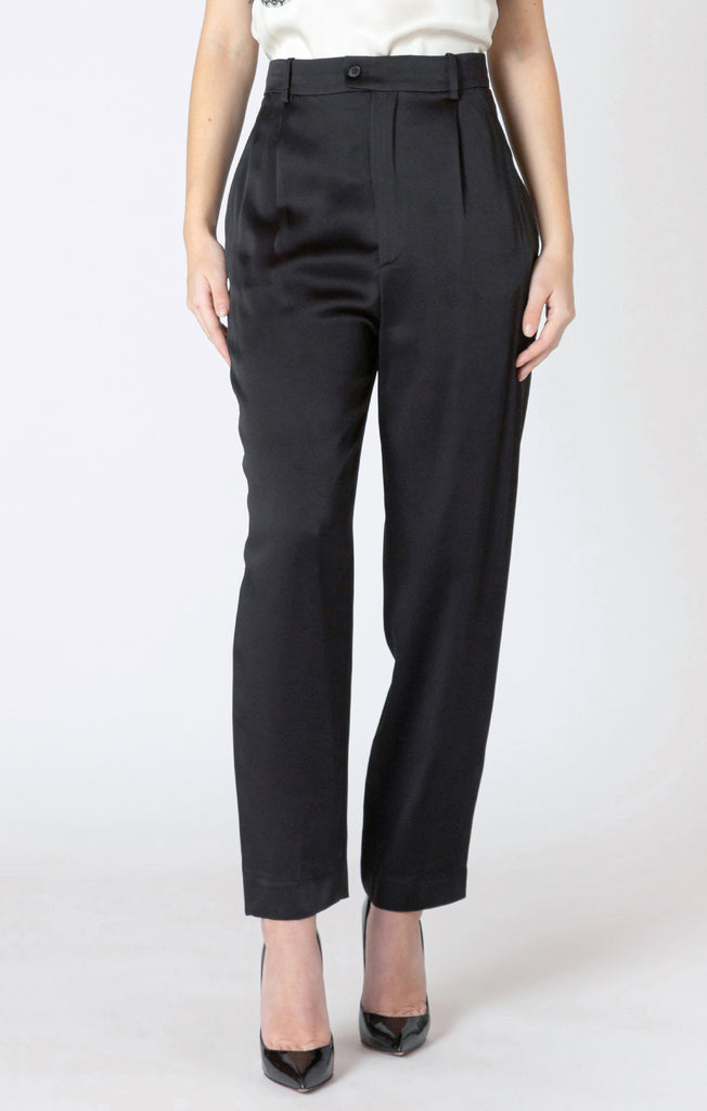 Dex Straight Leg Satin Pant In Black-The Trendy Walrus