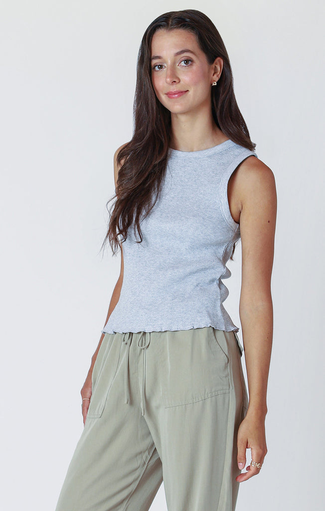 Dex Waffle Knit Crew In Light Heather Grey-The Trendy Walrus