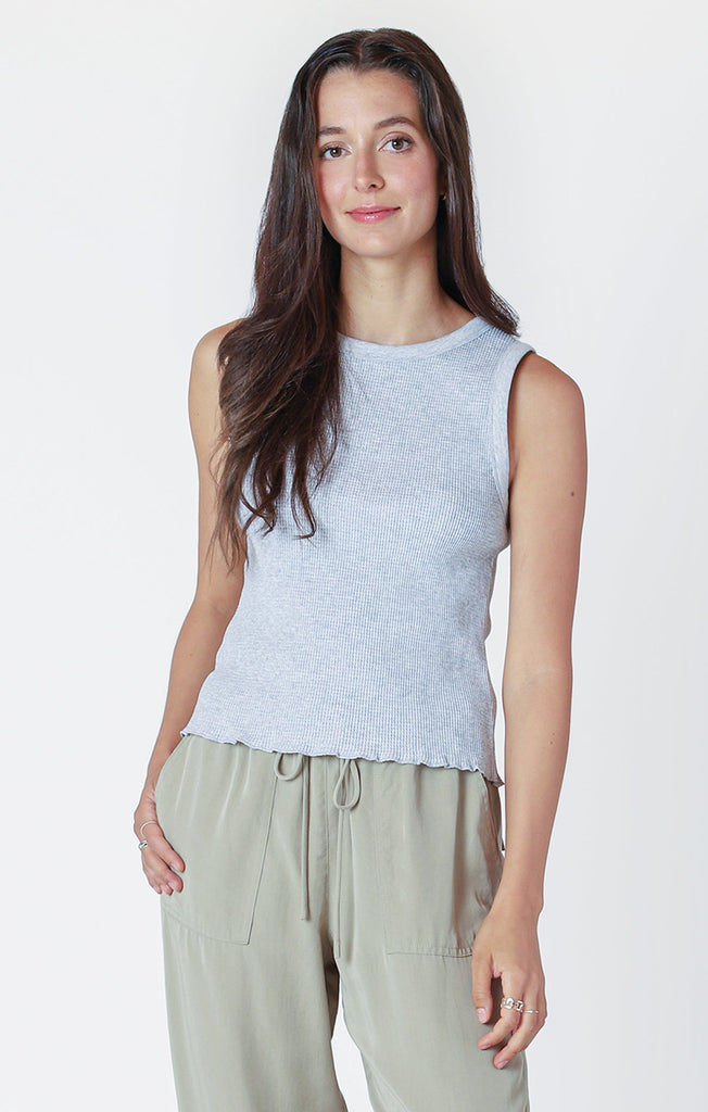 Dex Waffle Knit Crew In Light Heather Grey-The Trendy Walrus