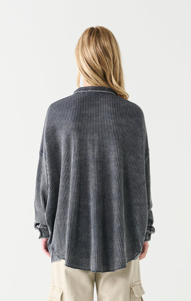 Dex Waffle Knit Jacket In Charcoal-The Trendy Walrus