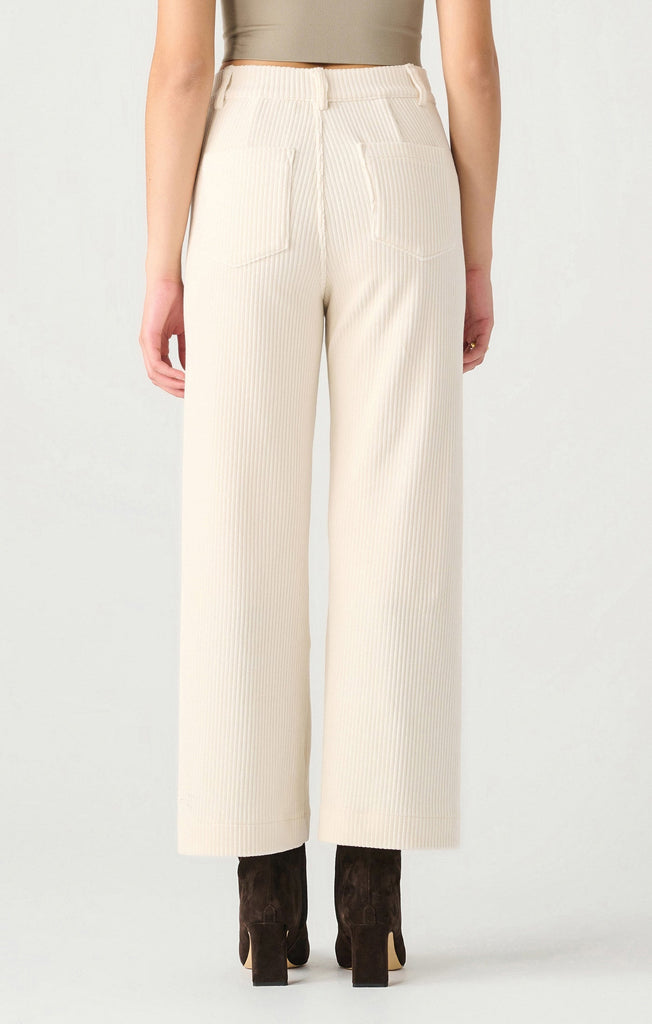 Dex Wide Leg Corduroy Ankle Pant In Ecru-The Trendy Walrus