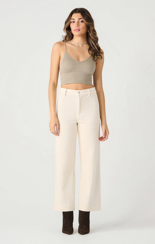 Dex Wide Leg Corduroy Ankle Pant In Ecru-The Trendy Walrus