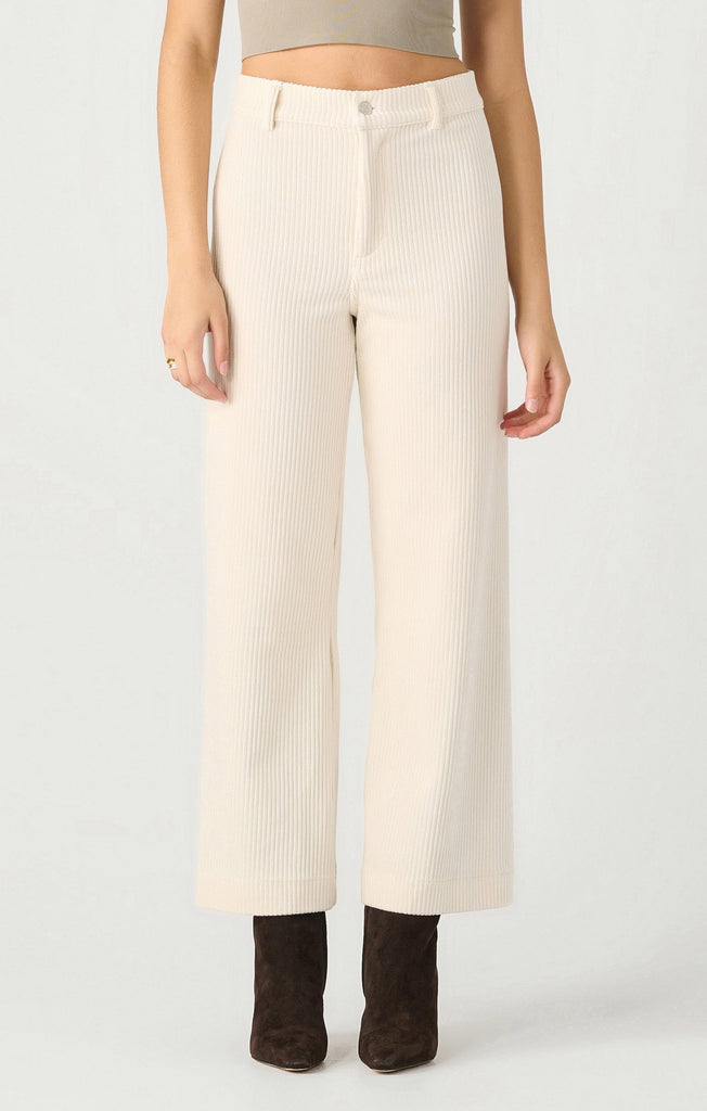 Dex Wide Leg Corduroy Ankle Pant In Ecru-The Trendy Walrus