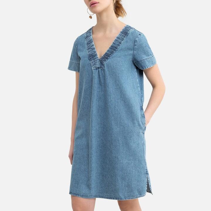 Esprit 100% Organic Cotton Short Sleeve Denim Dress-The Trendy Walrus