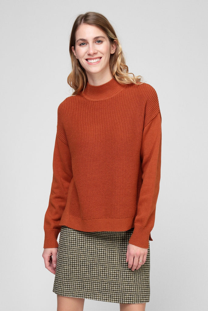 Esprit Cotton Mock Neck Sweater in Orange-The Trendy Walrus