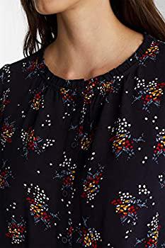 Esprit Crepe Floral Print Blouse in Navy-The Trendy Walrus