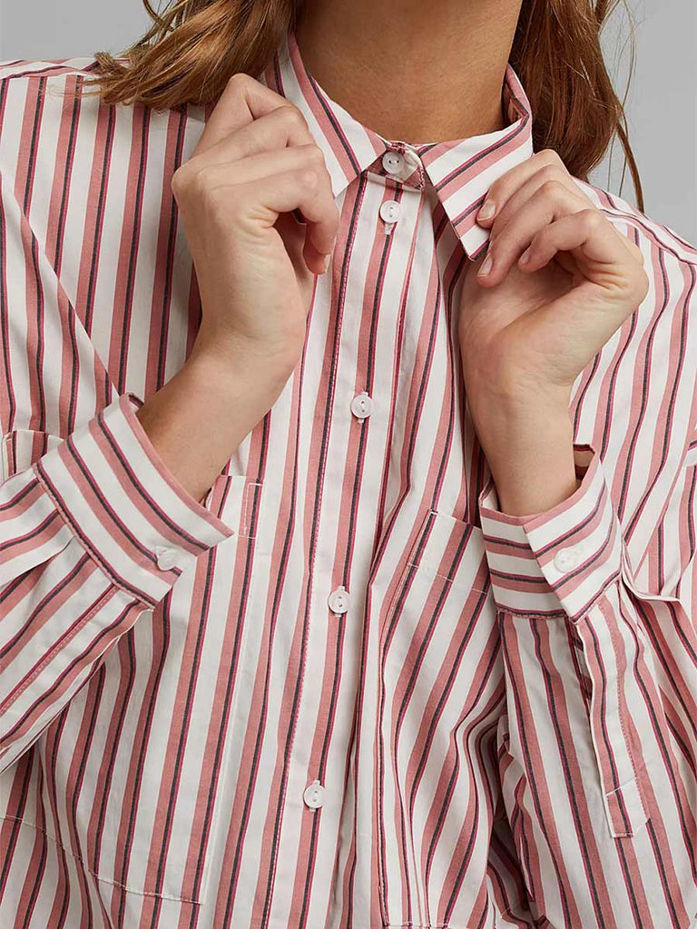 Esprit Crispy Cotton Striped Blouse in Blush-The Trendy Walrus